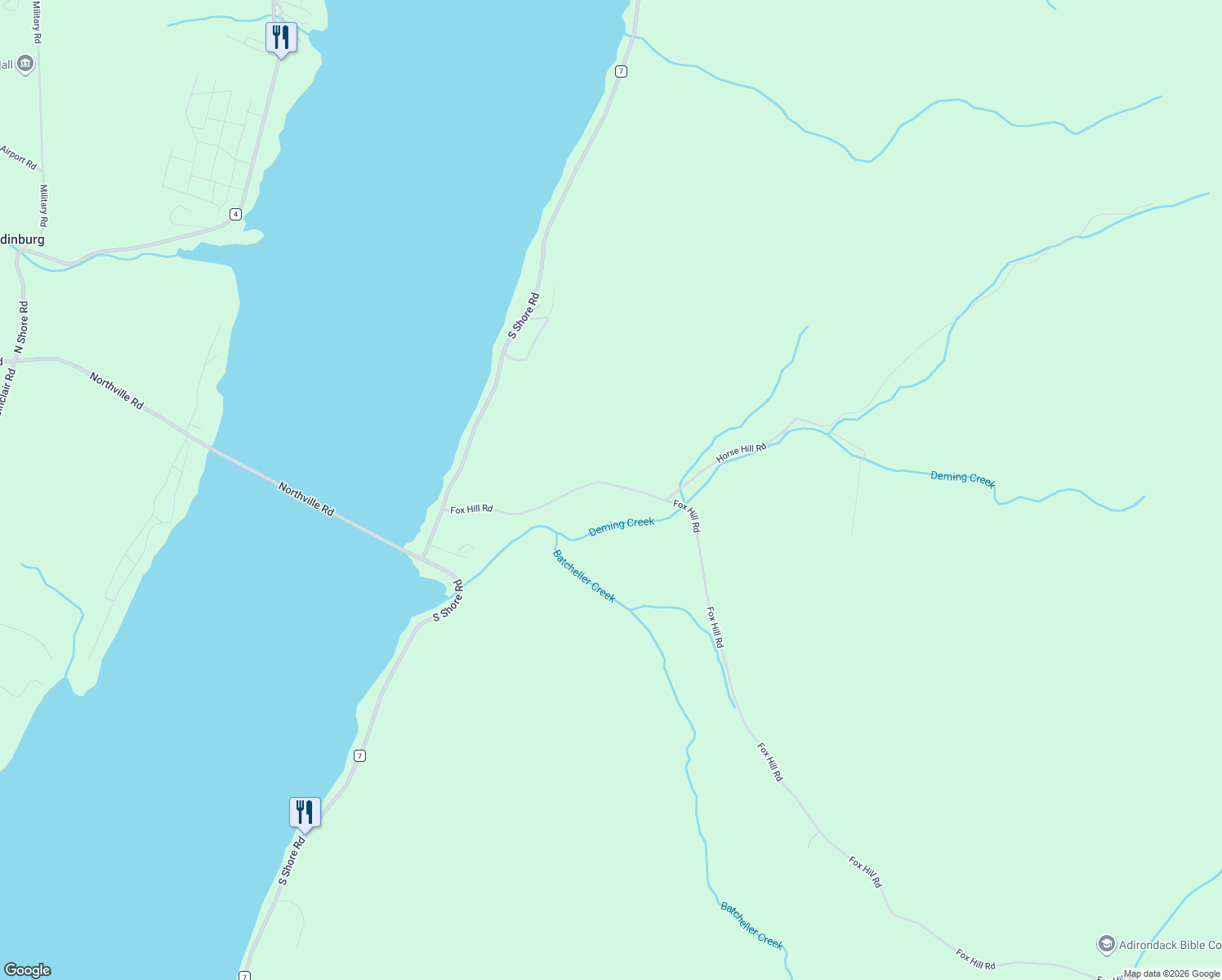 map of restaurants, bars, coffee shops, grocery stores, and more near 56 Fox Hill Road in Northville