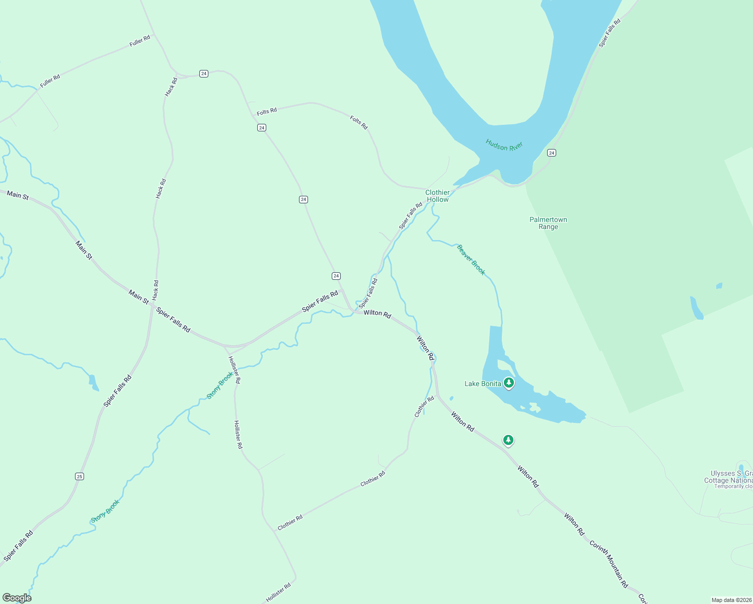 map of restaurants, bars, coffee shops, grocery stores, and more near 257 Wilton Mountain Road in Corinth