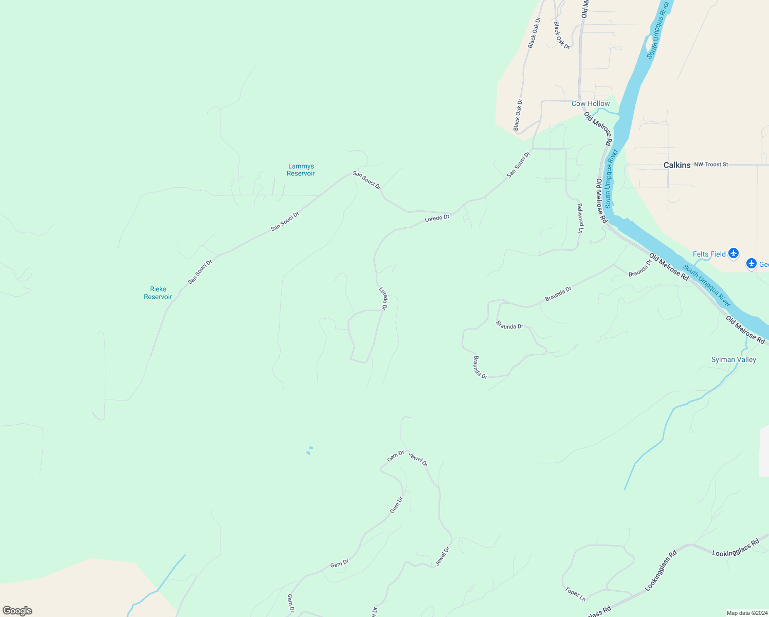 map of restaurants, bars, coffee shops, grocery stores, and more near 724 Loredo Drive in Roseburg