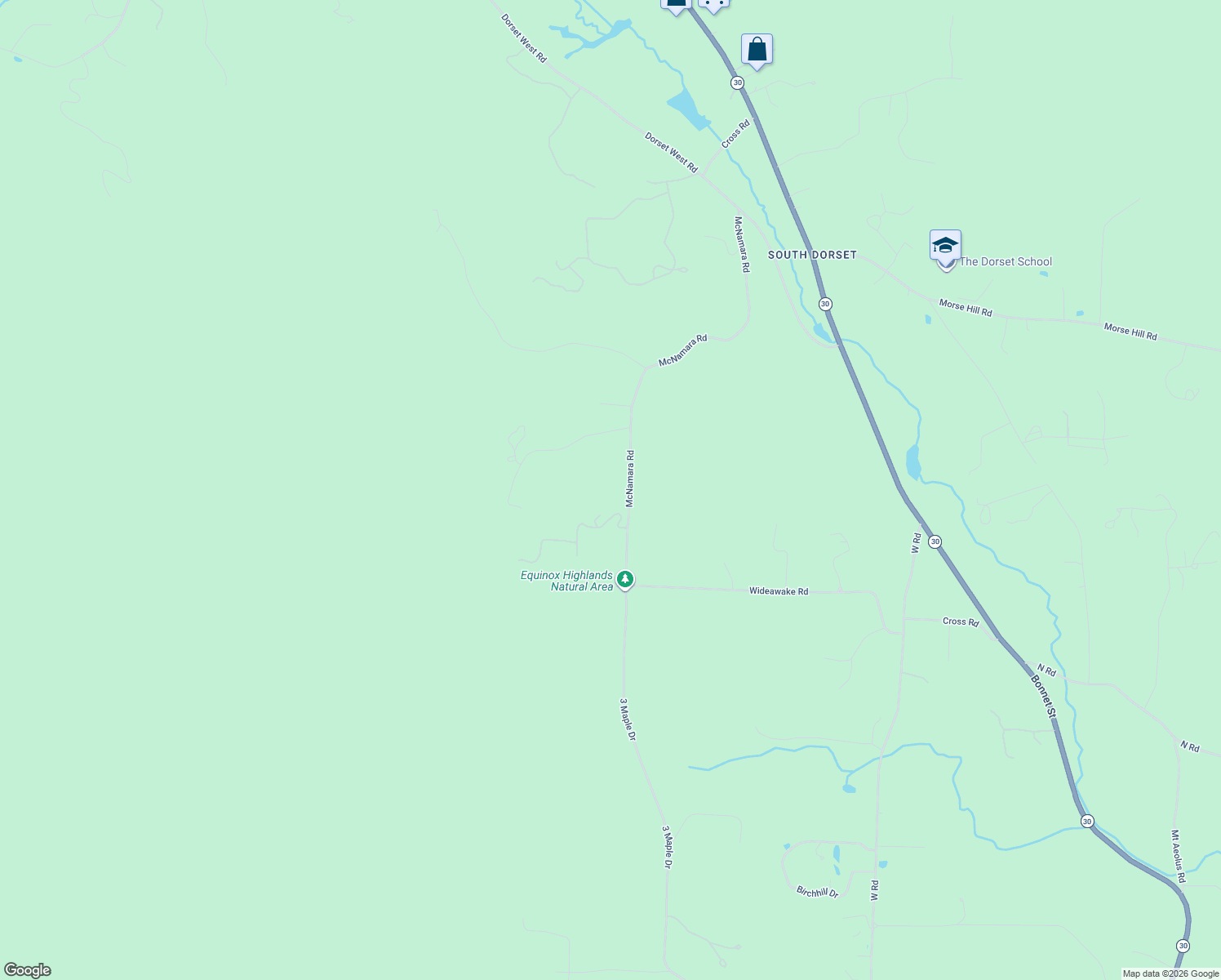 map of restaurants, bars, coffee shops, grocery stores, and more near 932 McNamara Road in Dorset