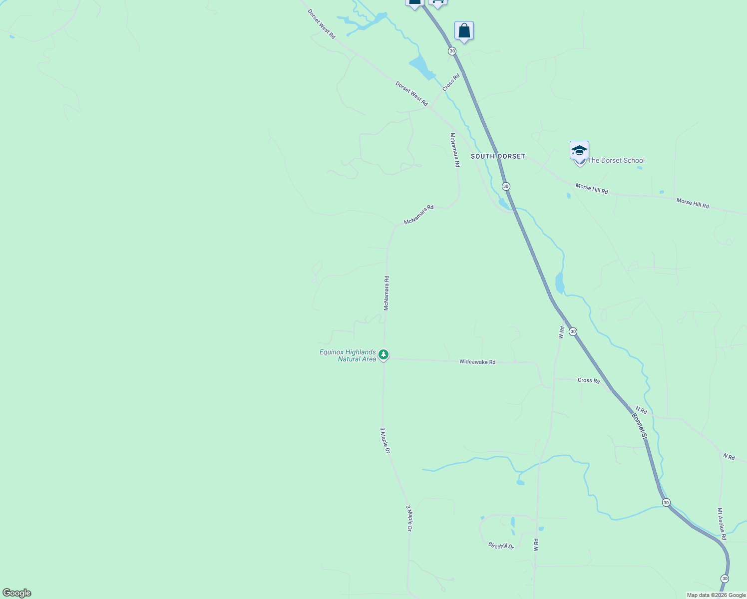 map of restaurants, bars, coffee shops, grocery stores, and more near 932 McNamara Road in Dorset