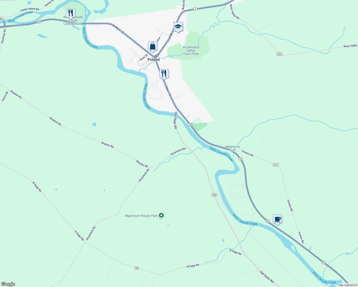 map of restaurants, bars, coffee shops, grocery stores, and more near 807 Old State Road in Poland