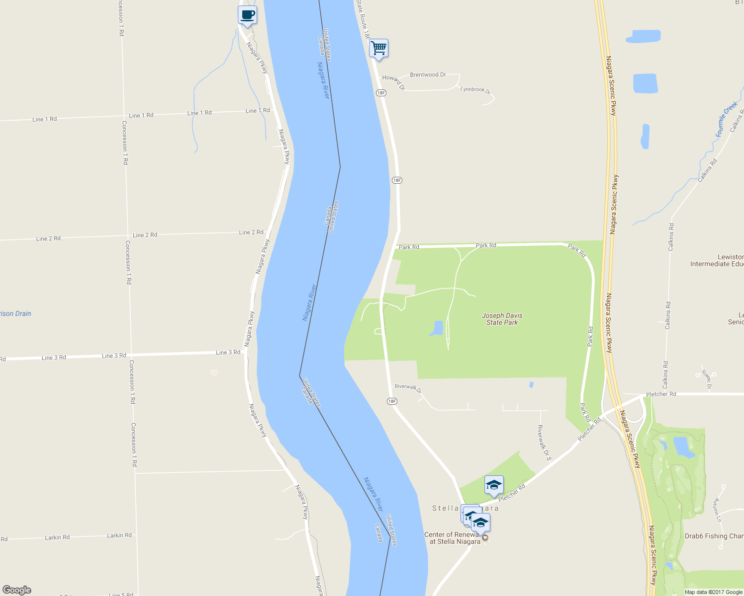 map of restaurants, bars, coffee shops, grocery stores, and more near 4094 Lower River Road in Youngstown