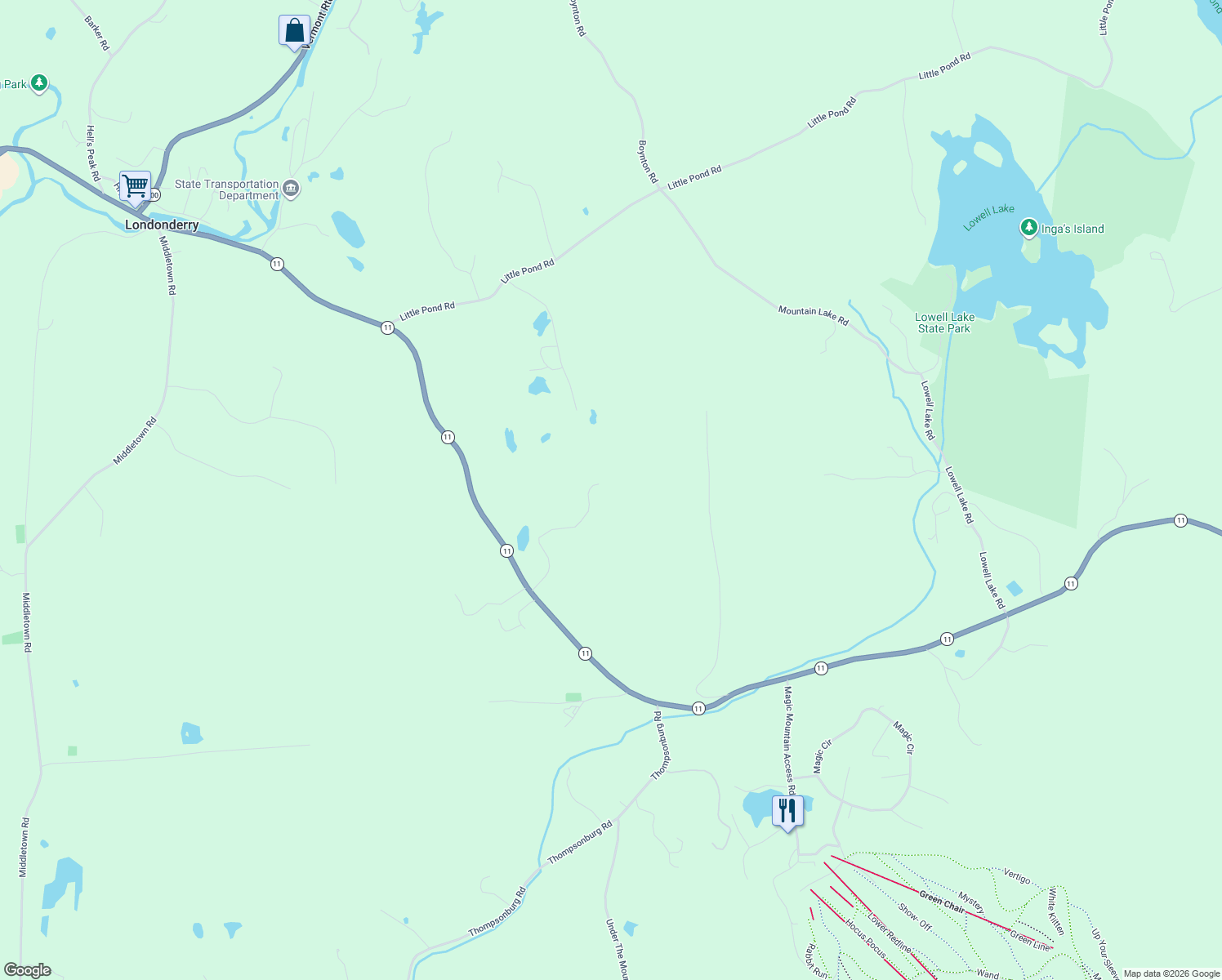 map of restaurants, bars, coffee shops, grocery stores, and more near 326 Stoney Brook Road in Londonderry