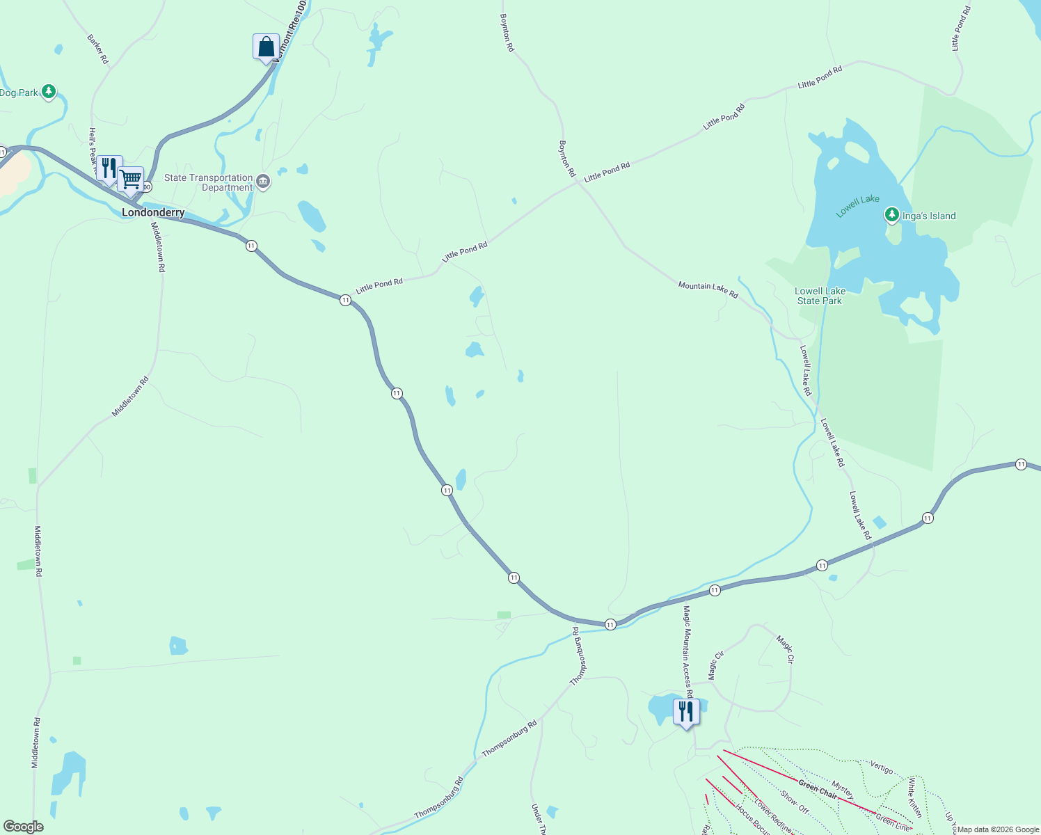 map of restaurants, bars, coffee shops, grocery stores, and more near 326 Stoney Brook Road in Londonderry