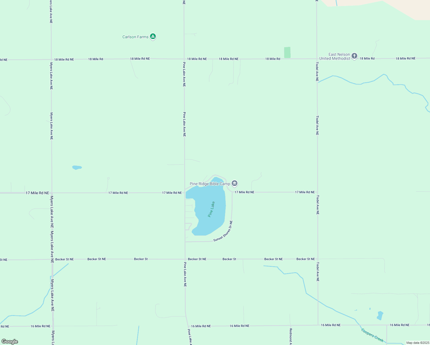 map of restaurants, bars, coffee shops, grocery stores, and more near 8143 17 Mile Road Northeast in Cedar Springs