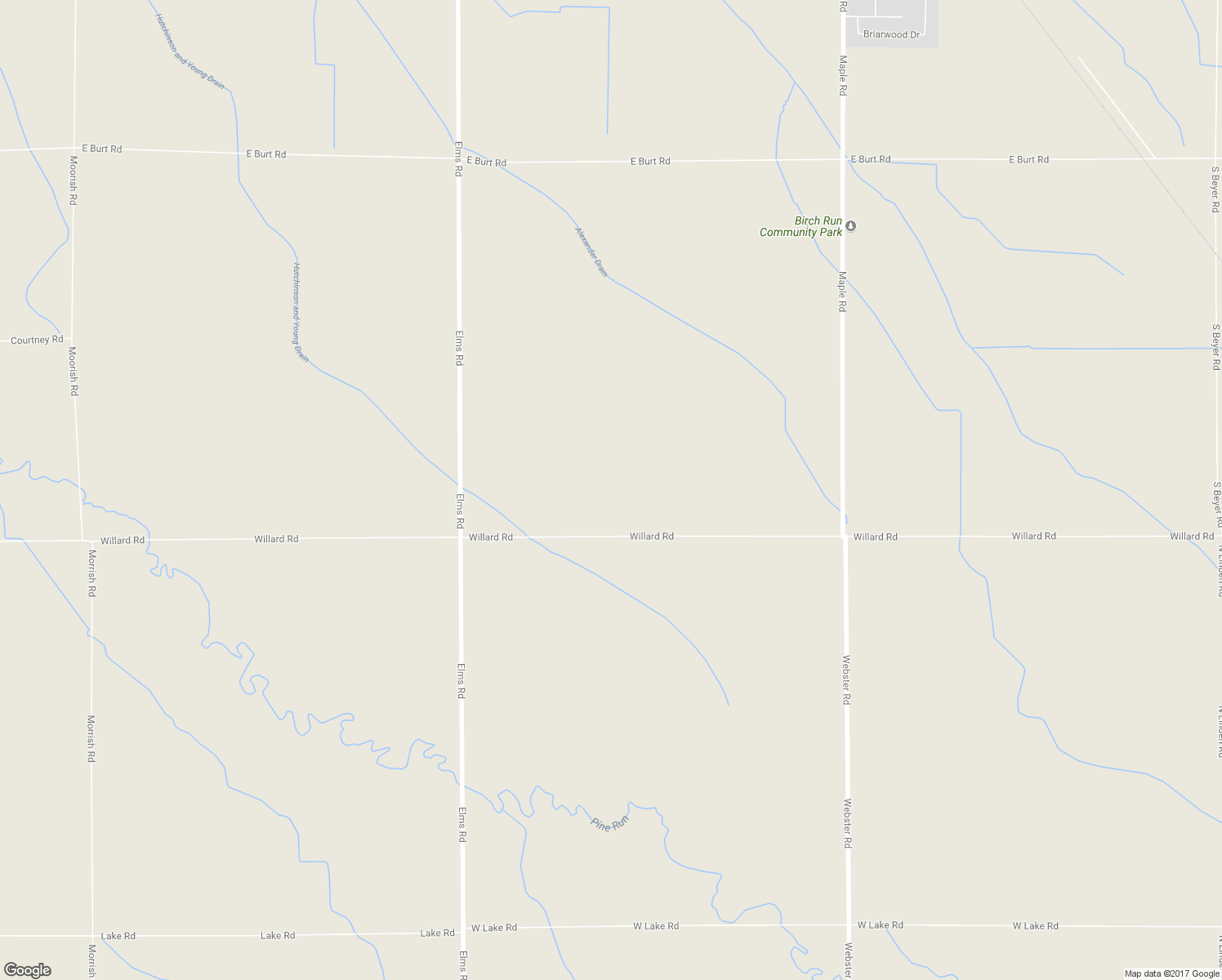 map of restaurants, bars, coffee shops, grocery stores, and more near 6332 Willard Road in Birch Run