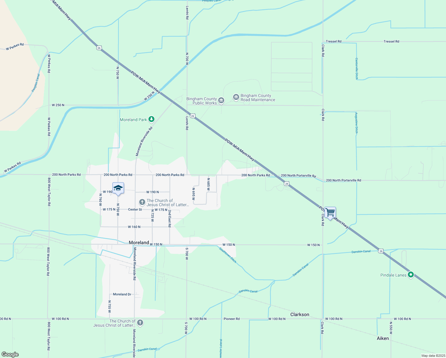 map of restaurants, bars, coffee shops, grocery stores, and more near 673 West 200 North in Blackfoot