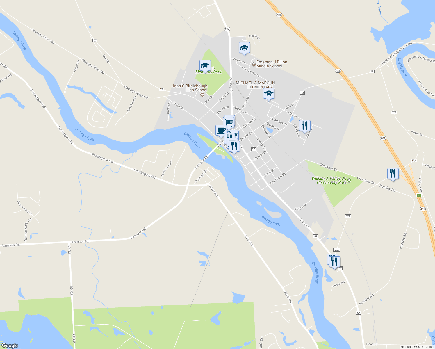 map of restaurants, bars, coffee shops, grocery stores, and more near 9419 River Street in Phoenix