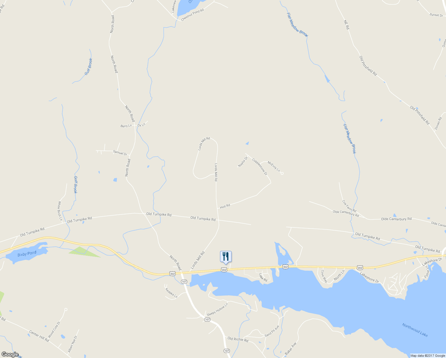 map of restaurants, bars, coffee shops, grocery stores, and more near 156 Lords Mill Road in Epsom