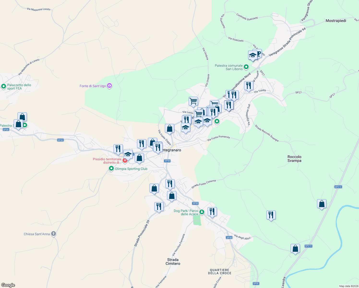 map of restaurants, bars, coffee shops, grocery stores, and more near 41 Via Risorgimento in Montegranaro