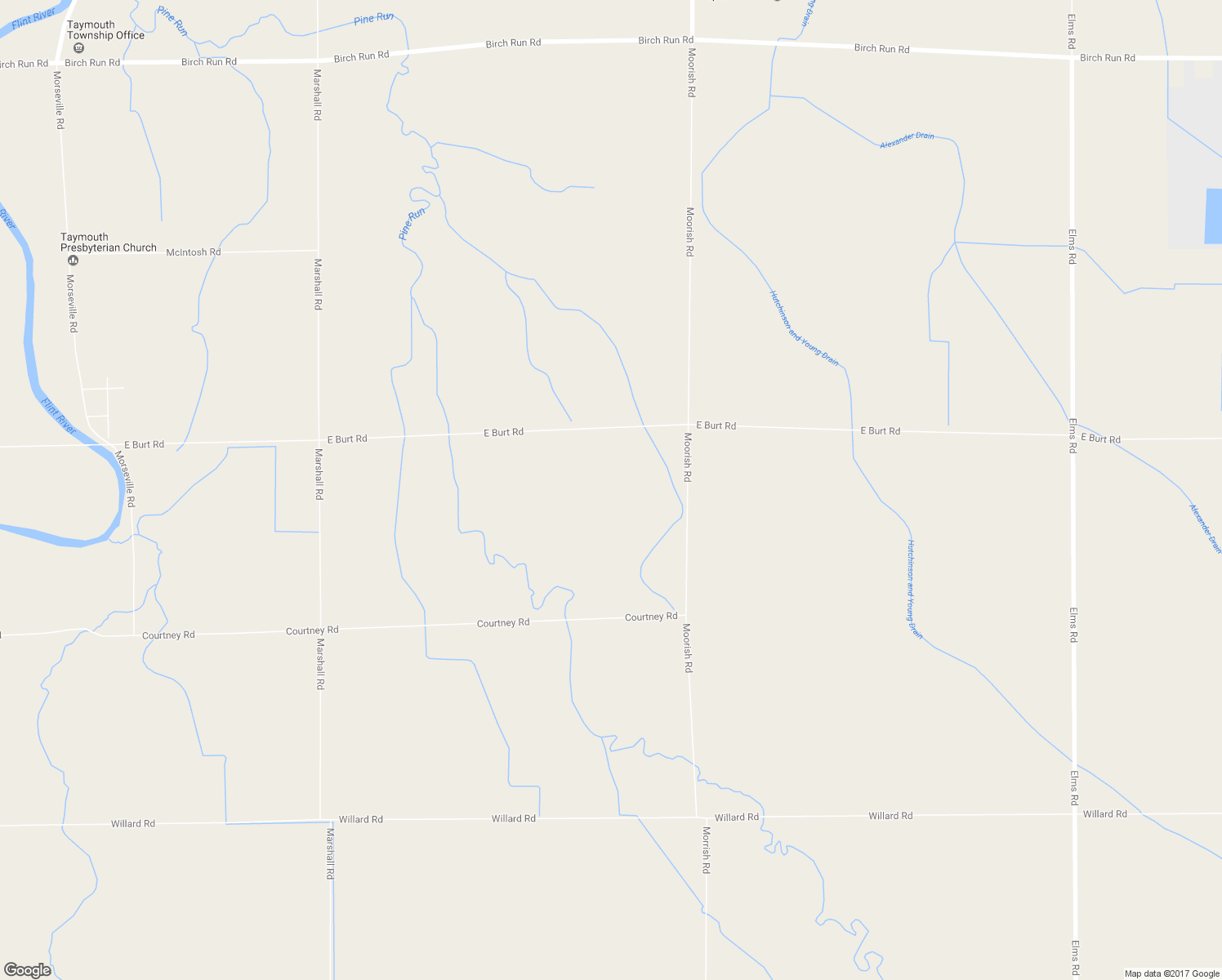 map of restaurants, bars, coffee shops, grocery stores, and more near 5826 East Burt Road in Birch Run