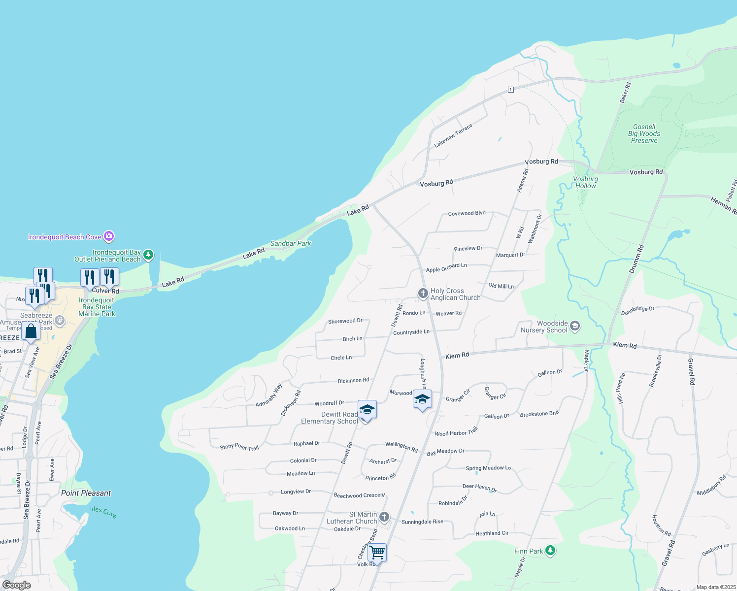 map of restaurants, bars, coffee shops, grocery stores, and more near 436 Sundance Trail in Webster