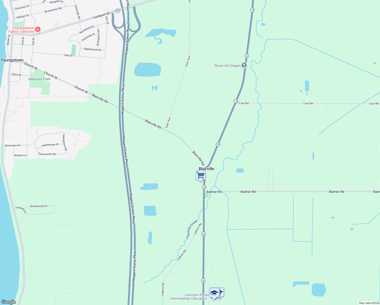 map of restaurants, bars, coffee shops, grocery stores, and more near 762 Blairville Rd in Youngstown