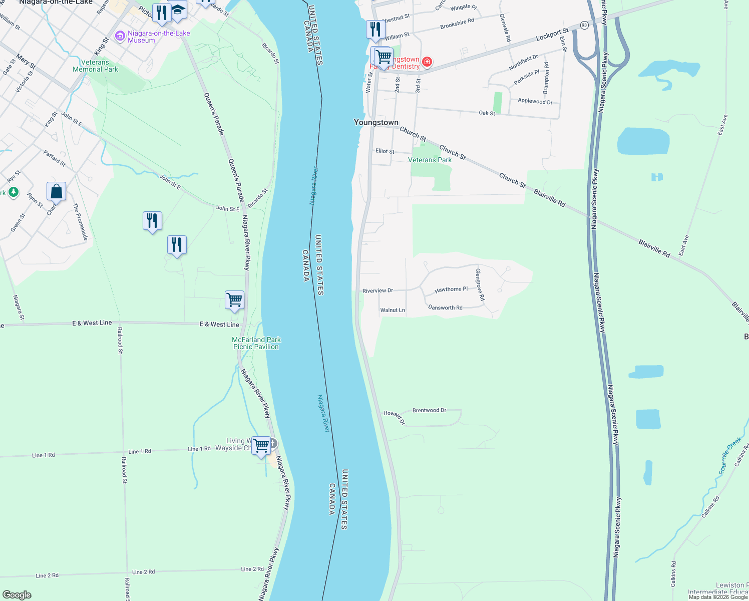 map of restaurants, bars, coffee shops, grocery stores, and more near 3660 Parkdale Dr in Youngstown