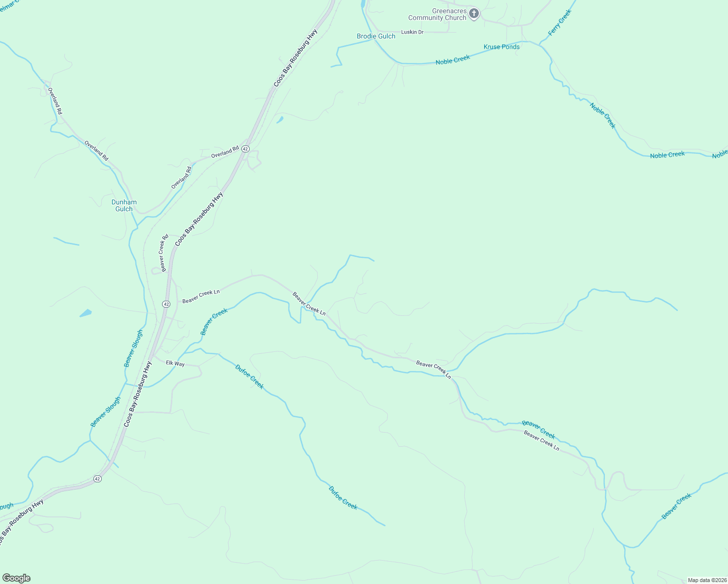 map of restaurants, bars, coffee shops, grocery stores, and more near 93205 Rainmaker Lane in Coos Bay