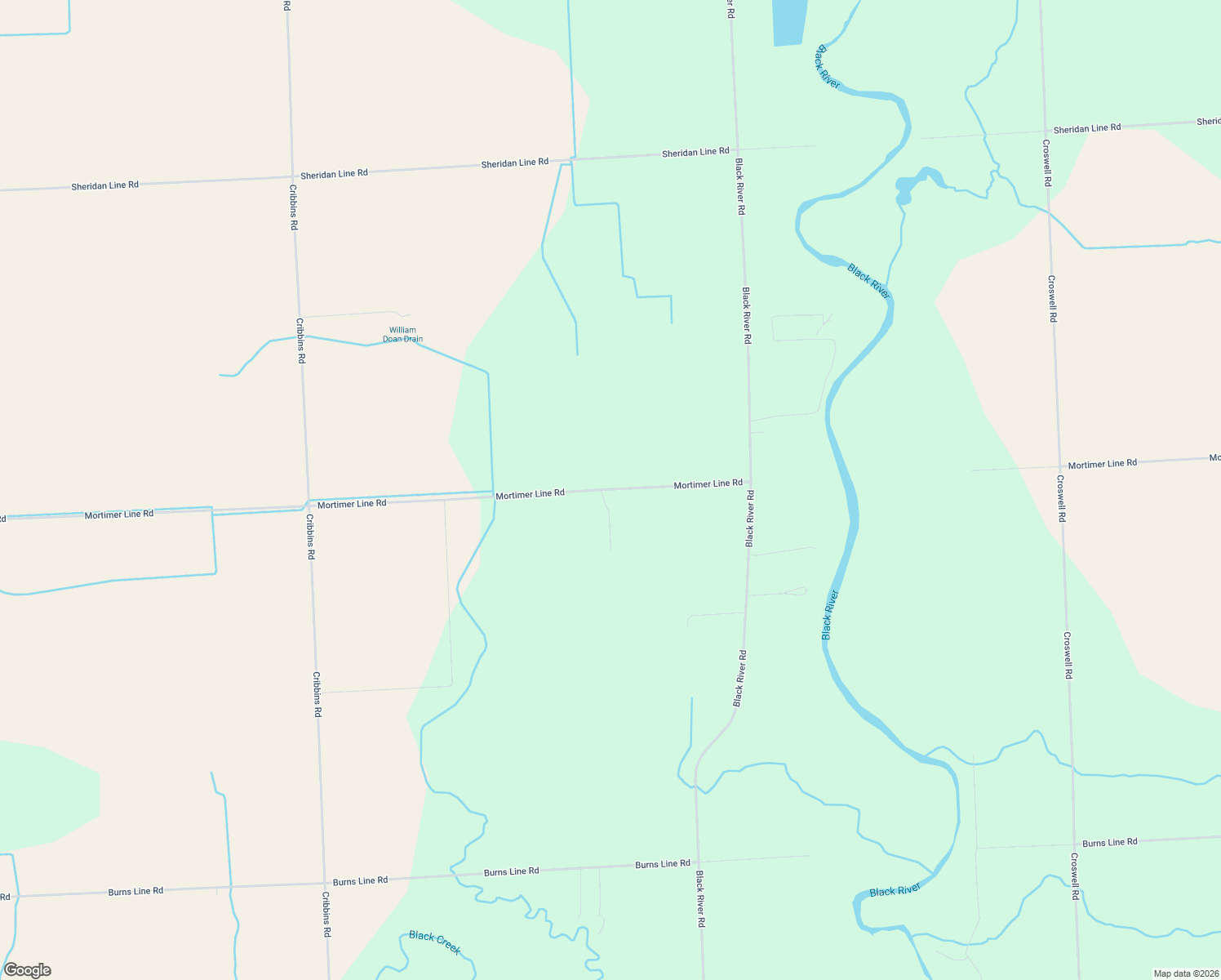 map of restaurants, bars, coffee shops, grocery stores, and more near 4396 Mortimer Line Road in Croswell