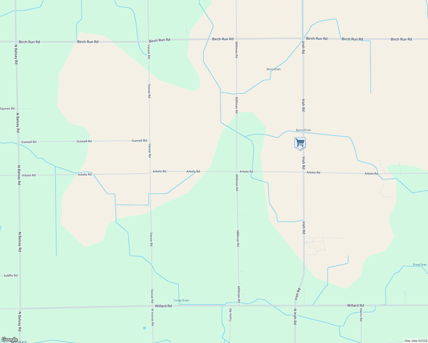 map of restaurants, bars, coffee shops, grocery stores, and more near 5778 Arbela Road in Millington