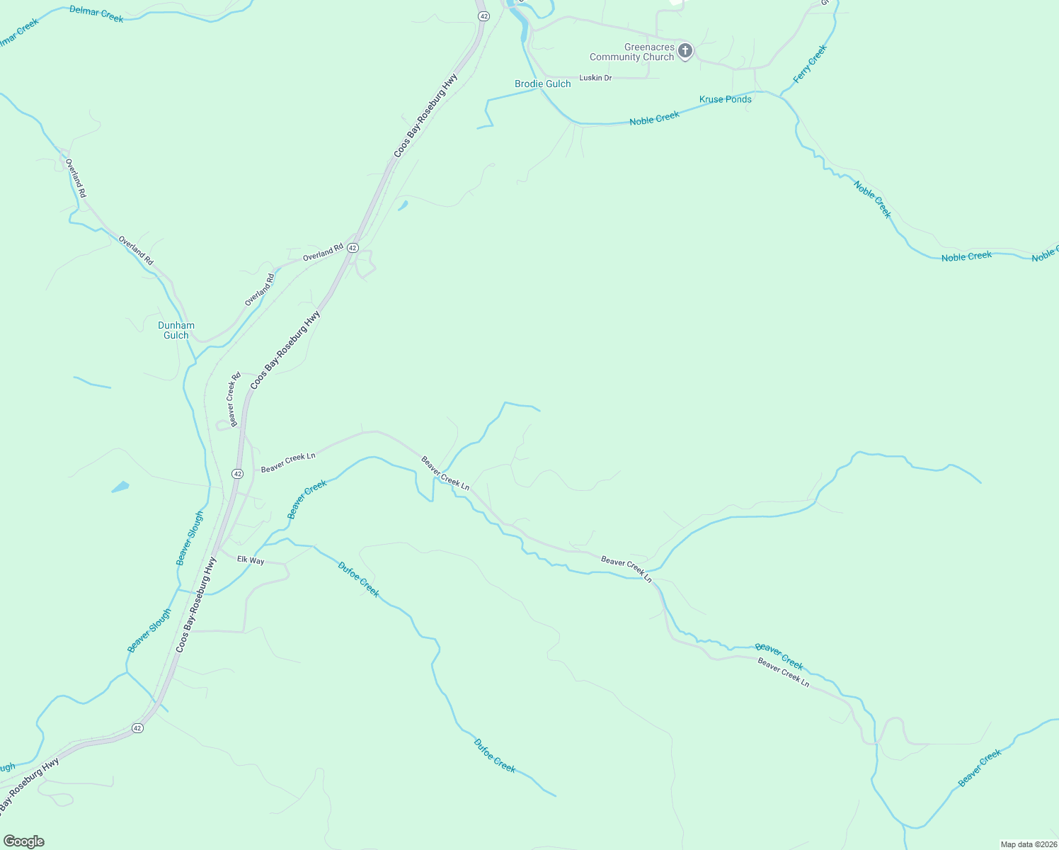 map of restaurants, bars, coffee shops, grocery stores, and more near 93205 Rainware Road in Coos Bay