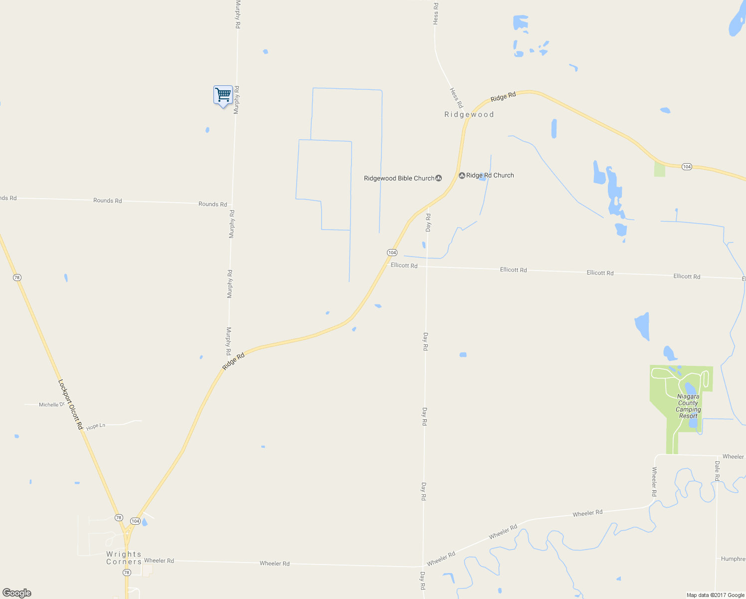 map of restaurants, bars, coffee shops, grocery stores, and more near 6890 Ridge Road in Lockport