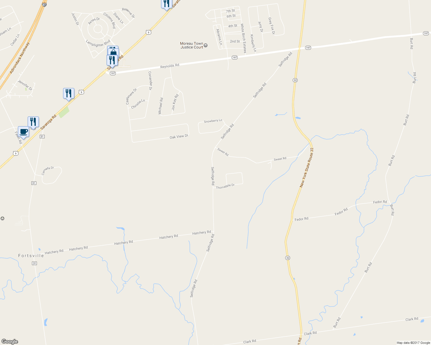 map of restaurants, bars, coffee shops, grocery stores, and more near 484 Selfridge Road in Gansevoort