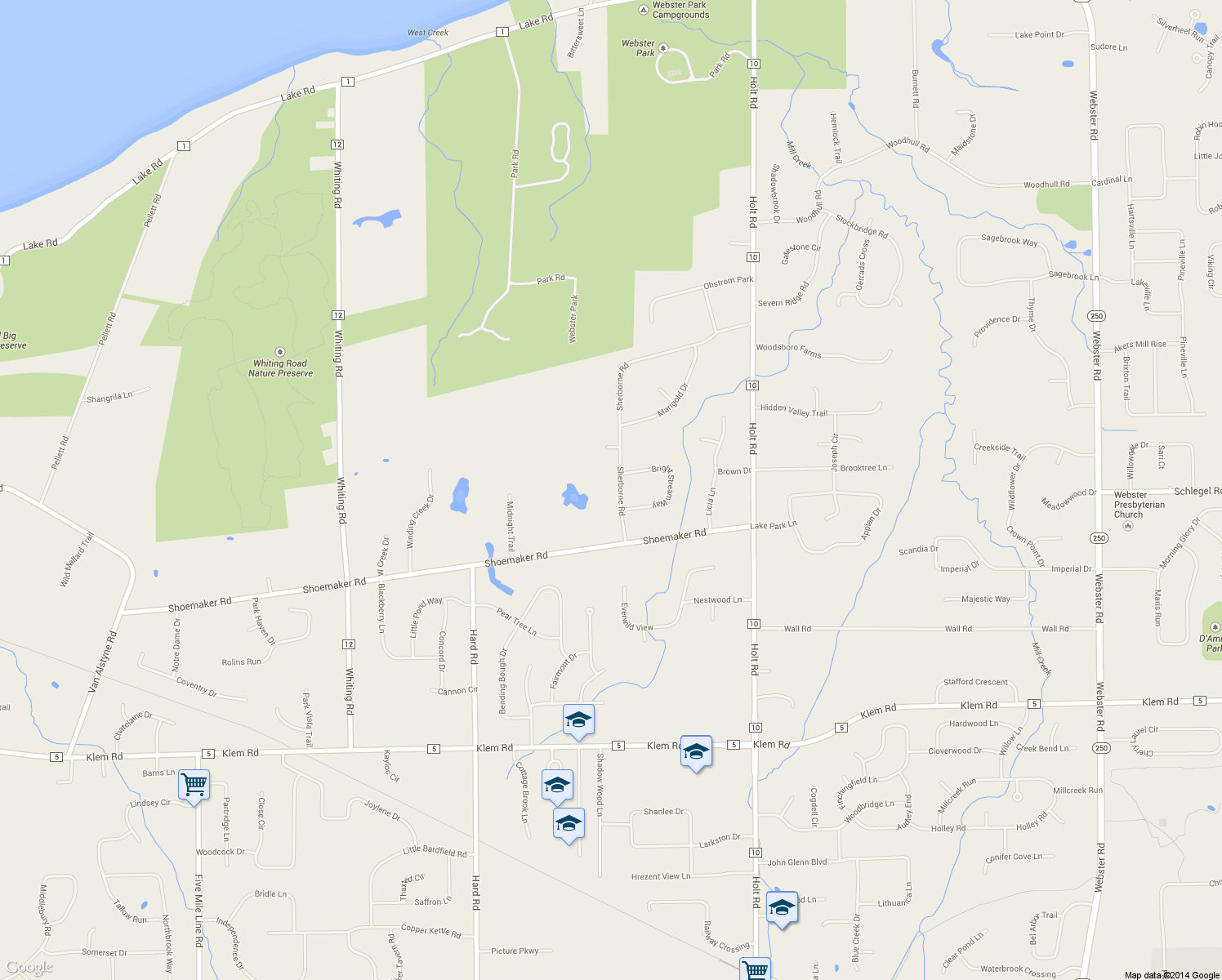 map of restaurants, bars, coffee shops, grocery stores, and more near 515 Sherborne Rd in Webster