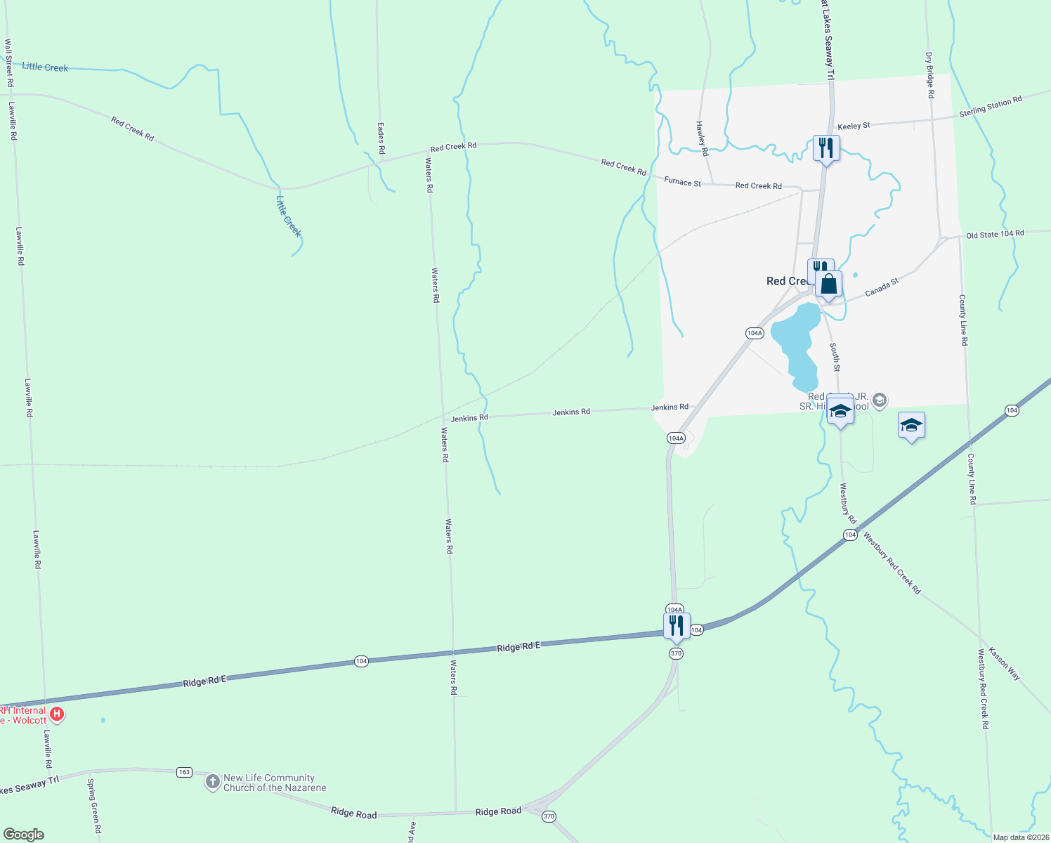 map of restaurants, bars, coffee shops, grocery stores, and more near 13616 Jenkins Rd in Red Creek