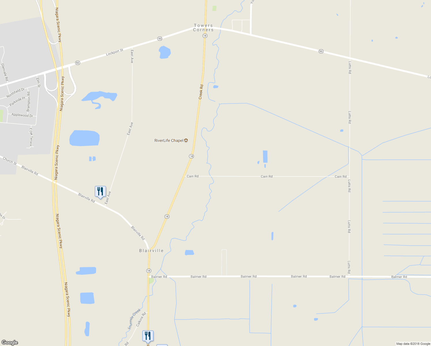 map of restaurants, bars, coffee shops, grocery stores, and more near 1123 Cain Road in Youngstown