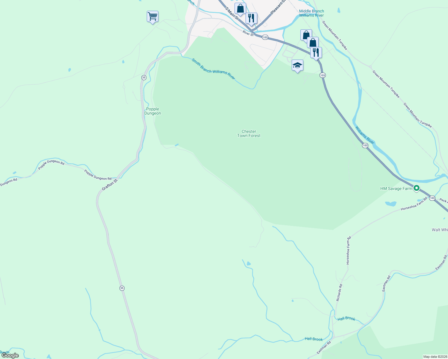 map of restaurants, bars, coffee shops, grocery stores, and more near 1175 Quarry Road in Chester