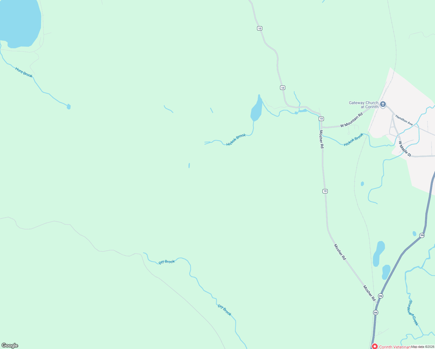 map of restaurants, bars, coffee shops, grocery stores, and more near 4 County Road 10 in Corinth