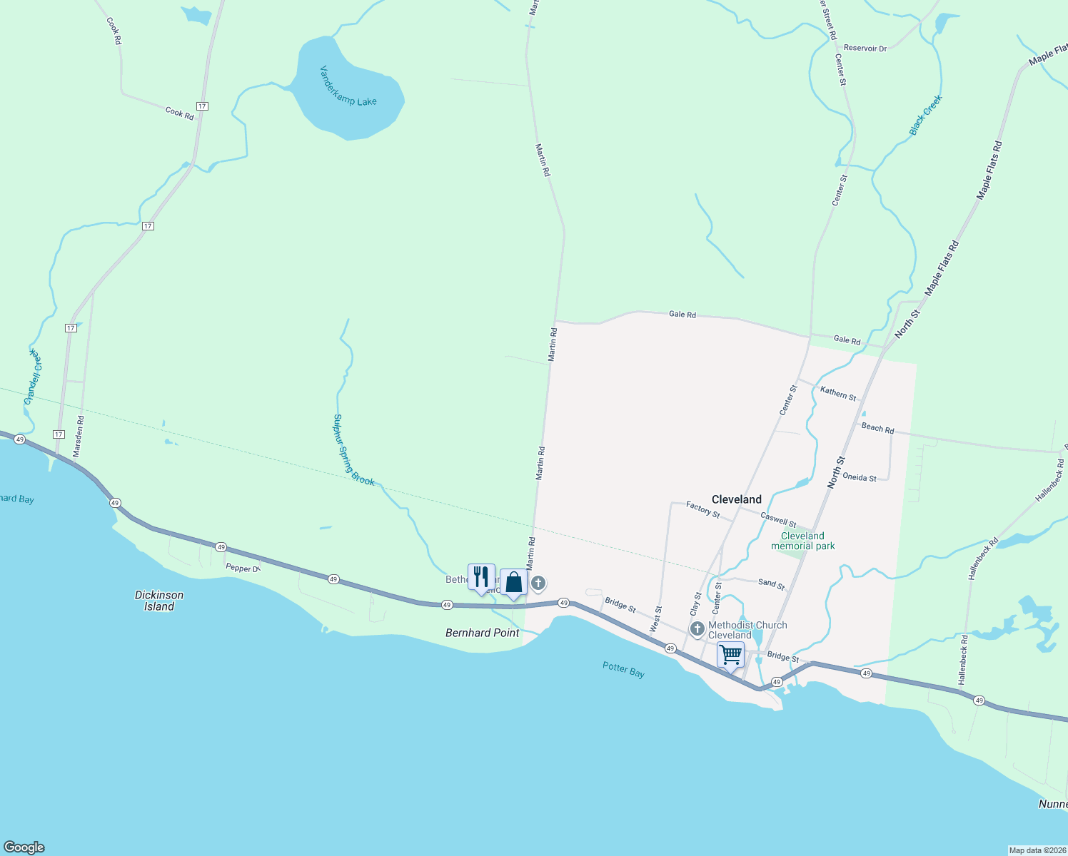 map of restaurants, bars, coffee shops, grocery stores, and more near 109 Martin Road in Cleveland