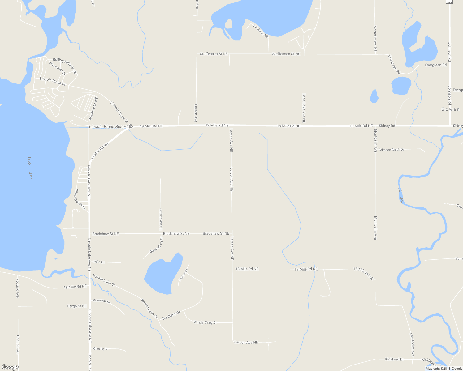 map of restaurants, bars, coffee shops, grocery stores, and more near 15200 Larsen Avenue Northeast in Gowen