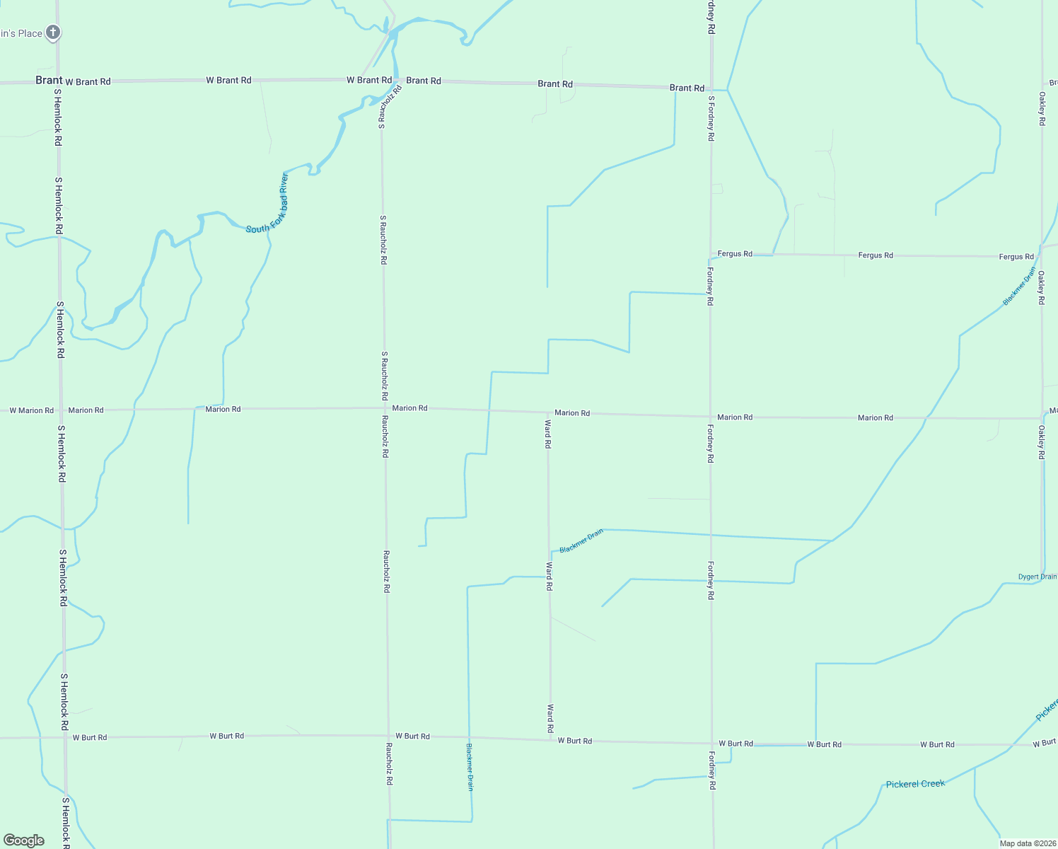 map of restaurants, bars, coffee shops, grocery stores, and more near 14585 Marion Road in Chesaning