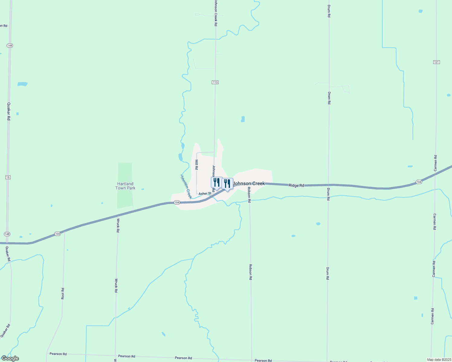 map of restaurants, bars, coffee shops, grocery stores, and more near 9203 Ridge Road in Middleport