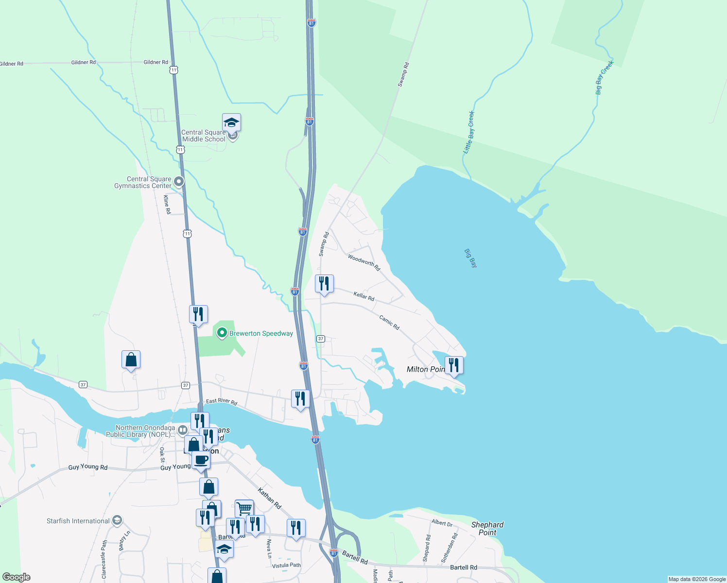 map of restaurants, bars, coffee shops, grocery stores, and more near 39 Kellar Road in Central Square