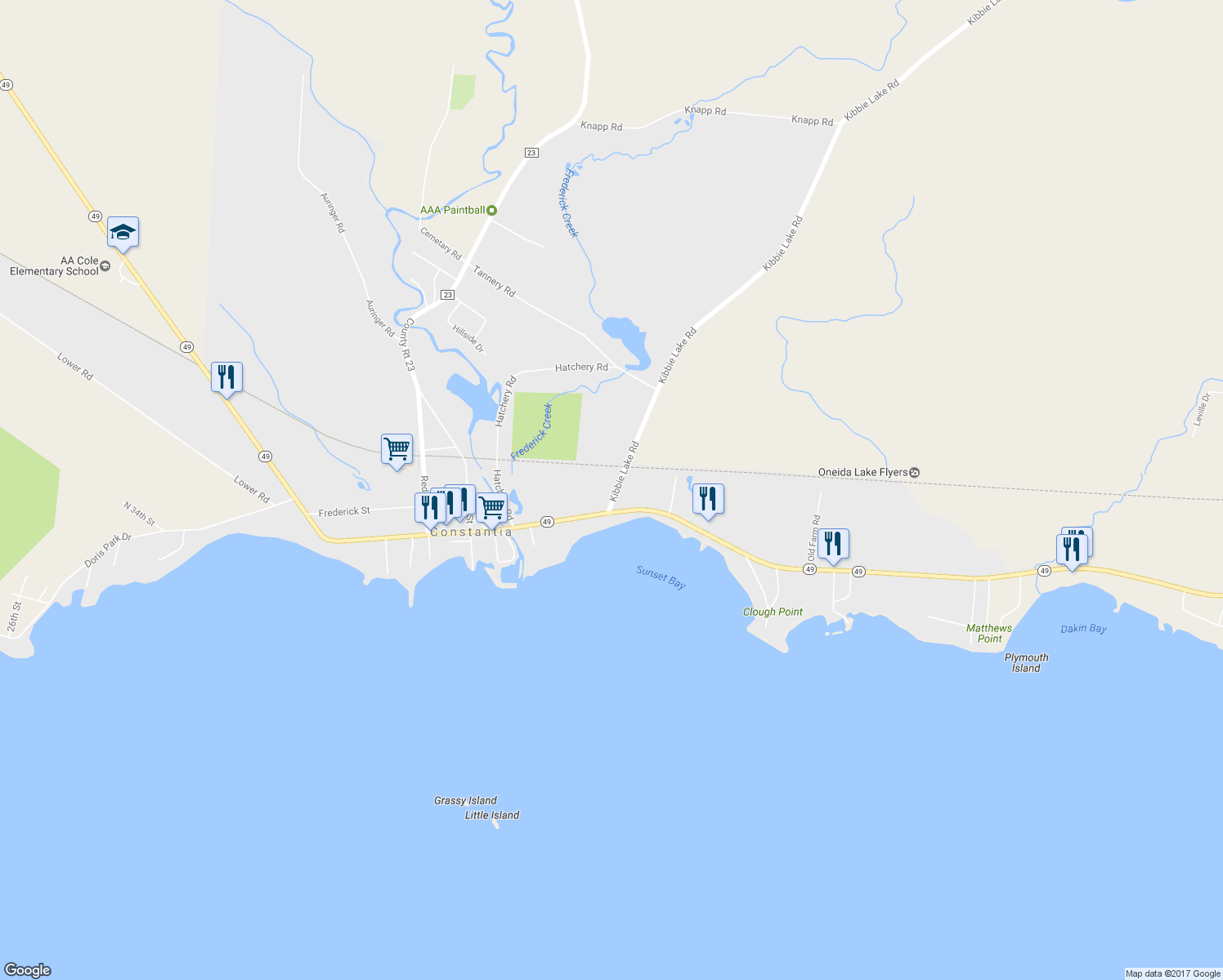 map of restaurants, bars, coffee shops, grocery stores, and more near 13 Kibbie Lake Road in Constantia