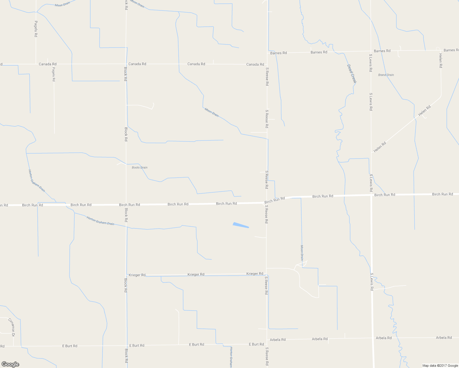 map of restaurants, bars, coffee shops, grocery stores, and more near 12745 Birch Run Road in Birch Run