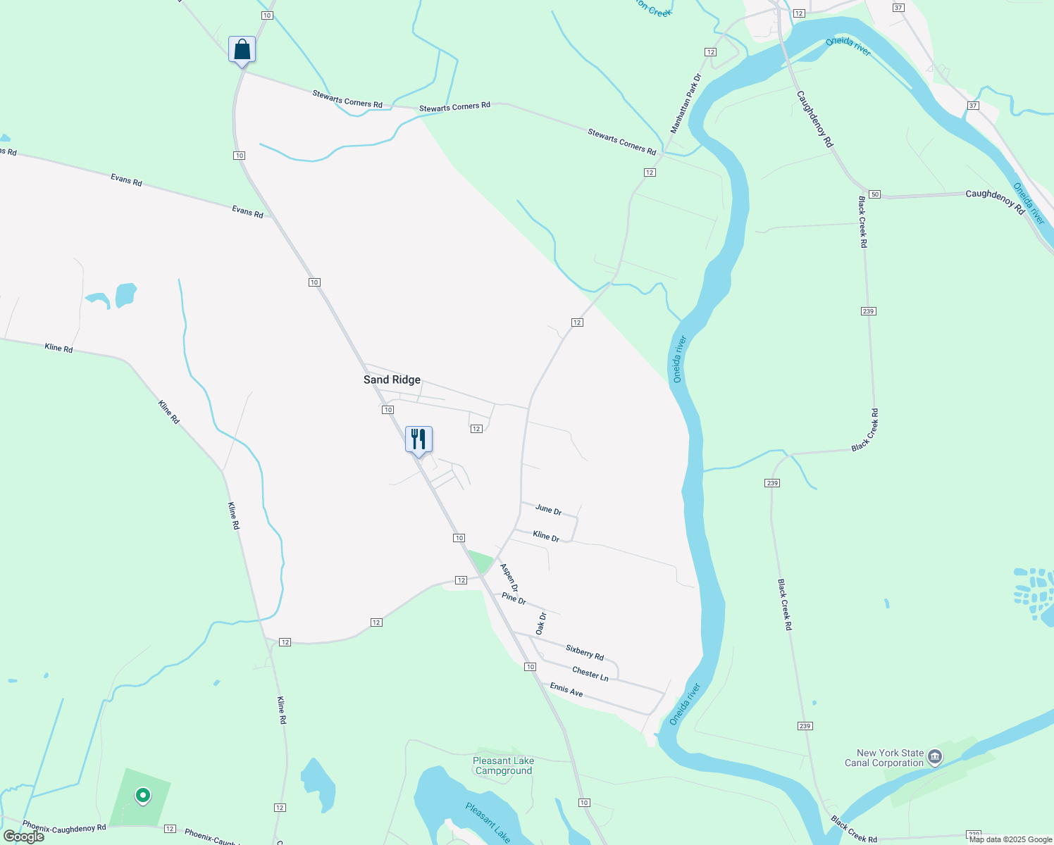 map of restaurants, bars, coffee shops, grocery stores, and more near 1143 County Route 12 in Pennellville