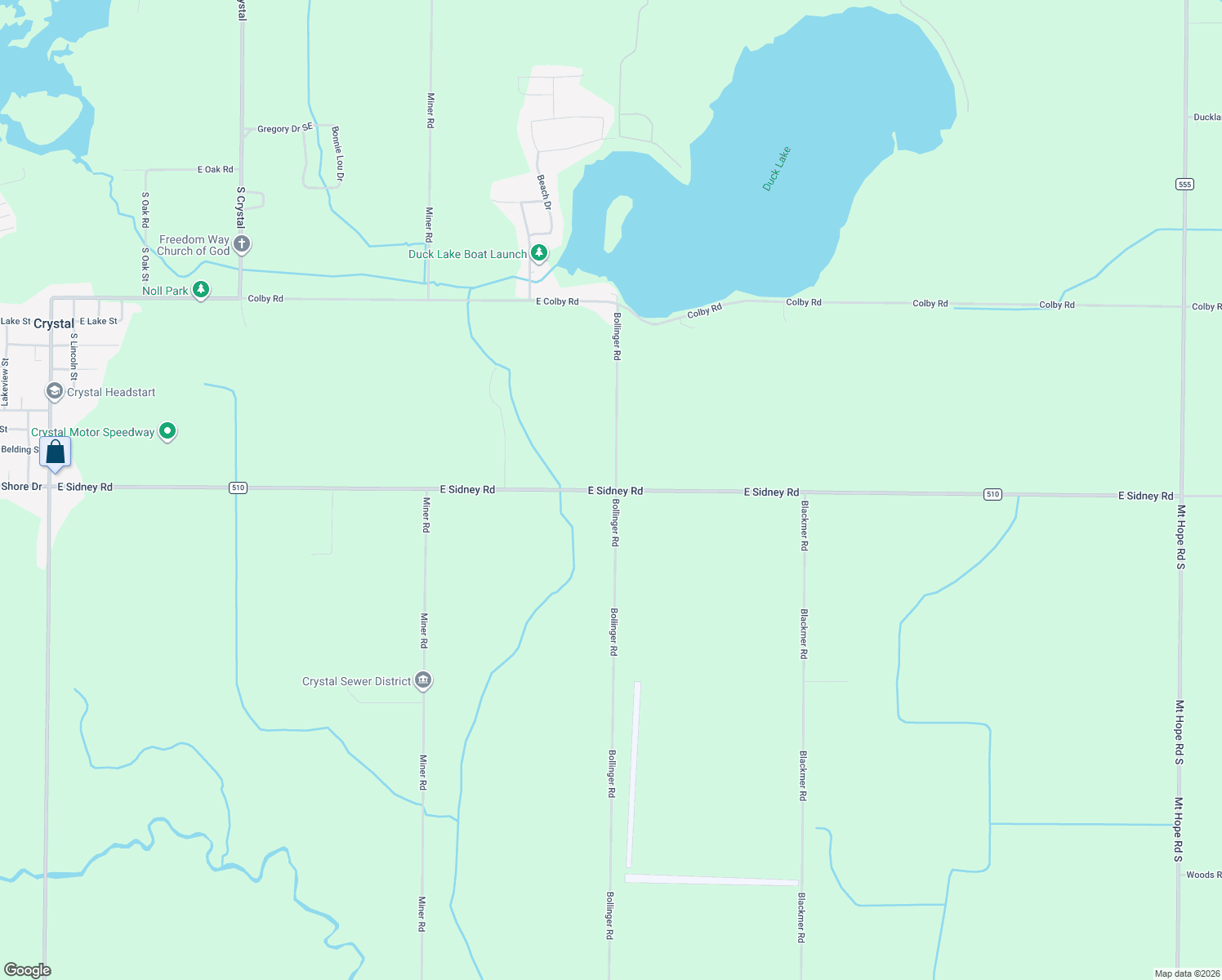 map of restaurants, bars, coffee shops, grocery stores, and more near 9489 East Sidney Road in Crystal