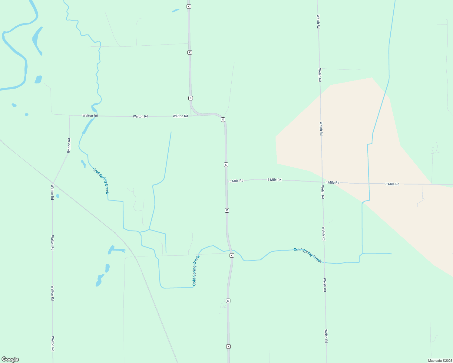 map of restaurants, bars, coffee shops, grocery stores, and more near County Road K in Watertown