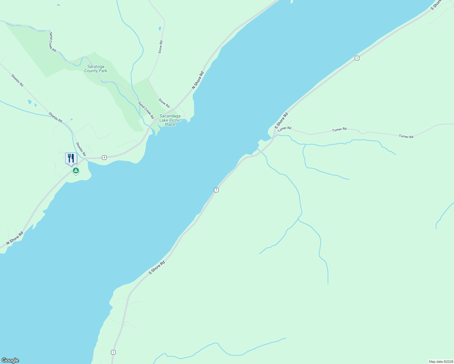 map of restaurants, bars, coffee shops, grocery stores, and more near 2022 South Shore Road in Hadley