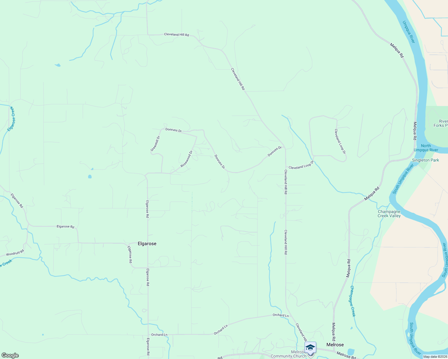 map of restaurants, bars, coffee shops, grocery stores, and more near 600 Donruss Drive in Roseburg