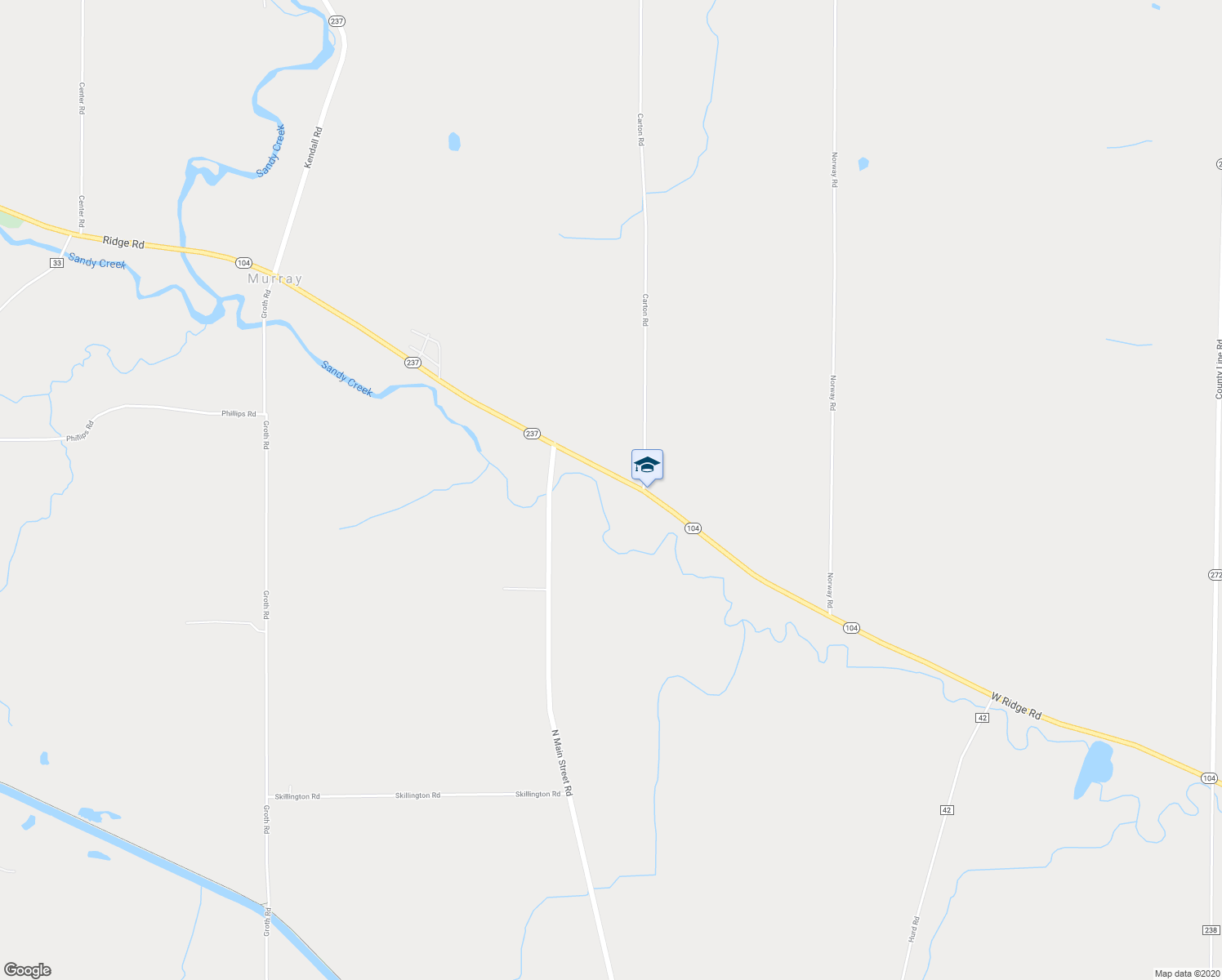map of restaurants, bars, coffee shops, grocery stores, and more near 16836 Ridge Road in Holley