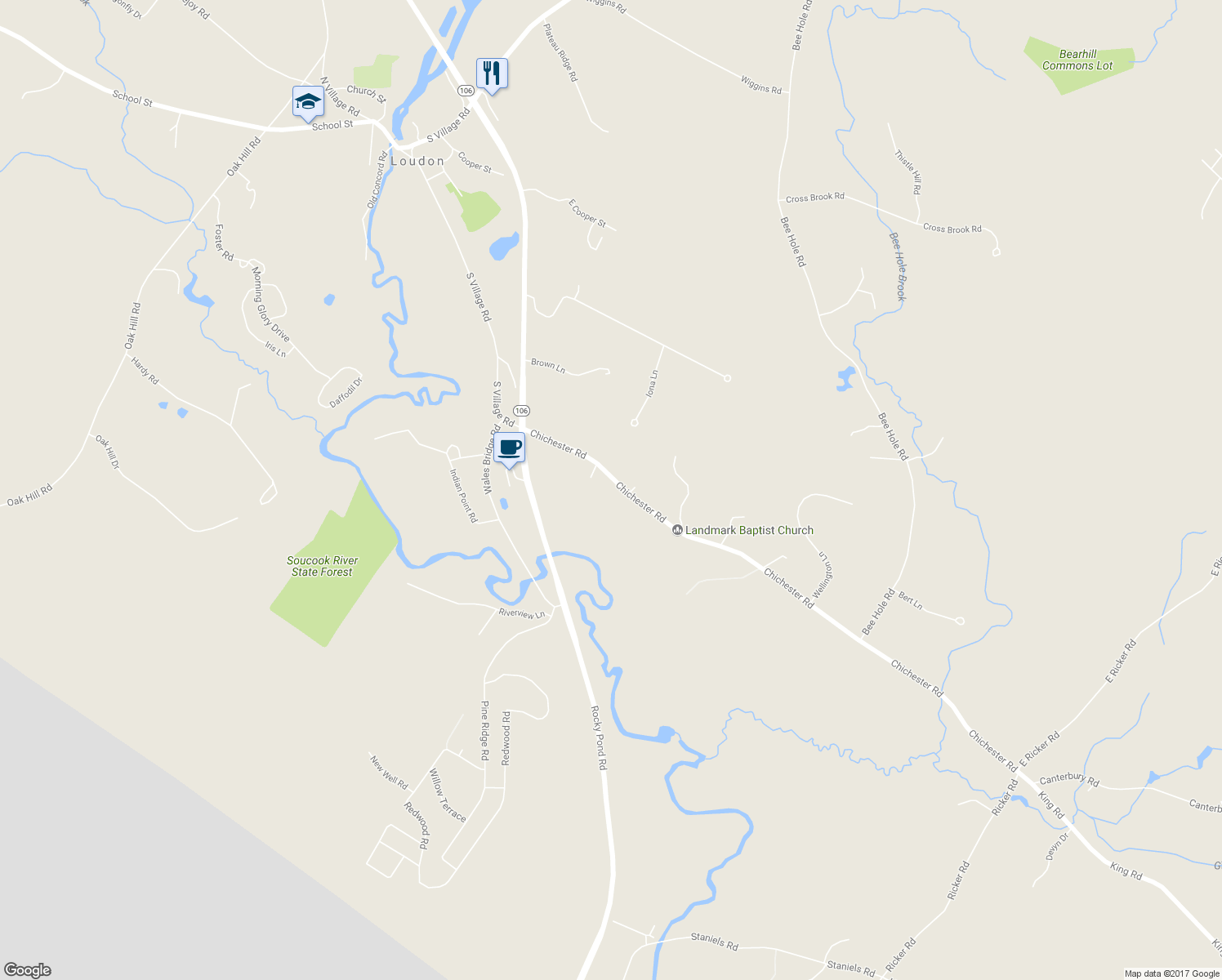 map of restaurants, bars, coffee shops, grocery stores, and more near 62 Chichester Road in Loudon