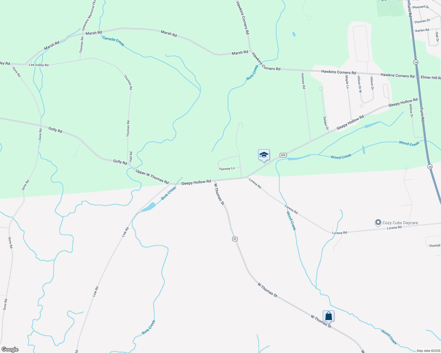 map of restaurants, bars, coffee shops, grocery stores, and more near 5861 Sleepy Hollow Rd in Rome