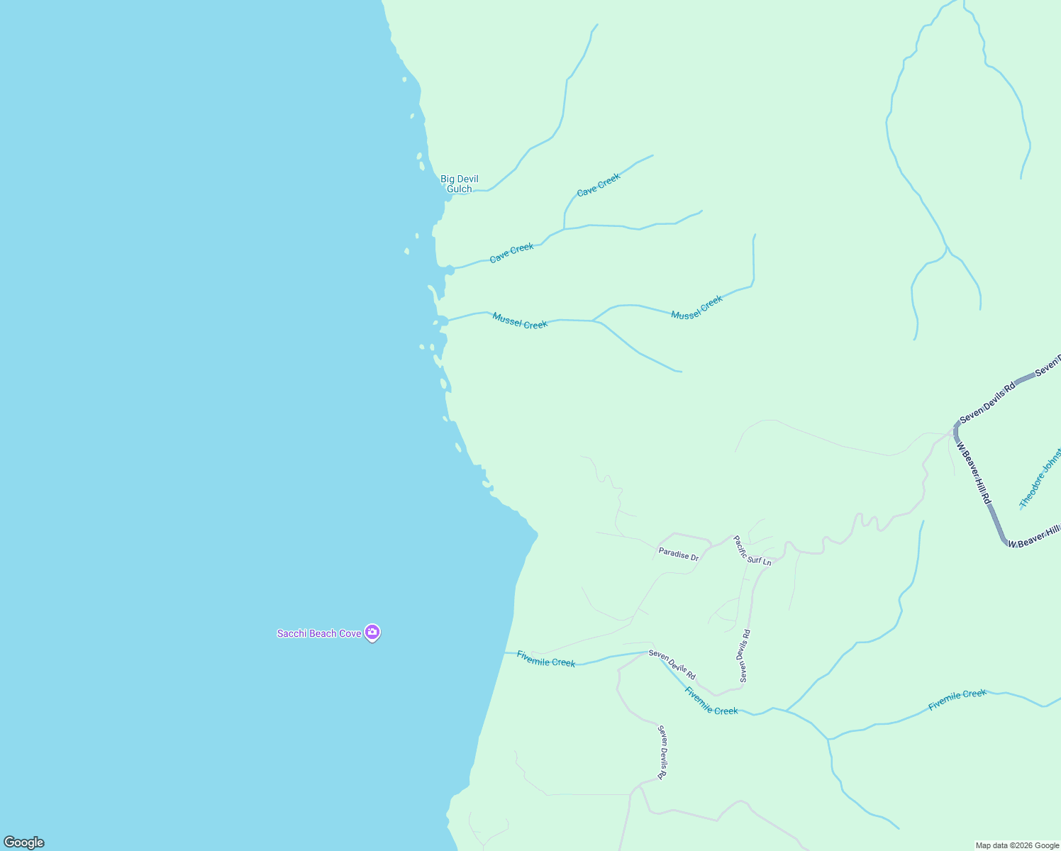 map of restaurants, bars, coffee shops, grocery stores, and more near Unnamed Road in Coos Bay