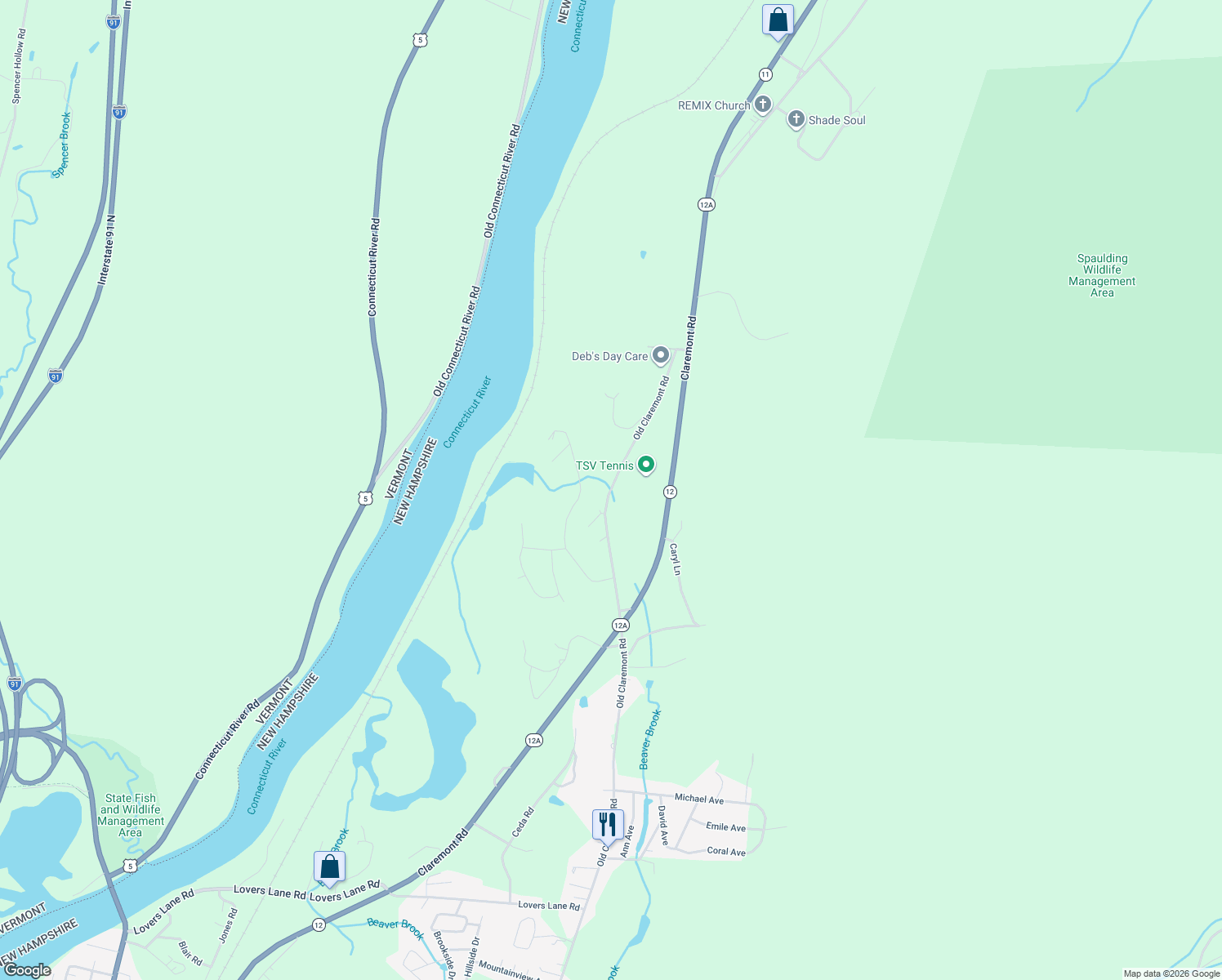 map of restaurants, bars, coffee shops, grocery stores, and more near 47 Old Claremont Road in Charlestown