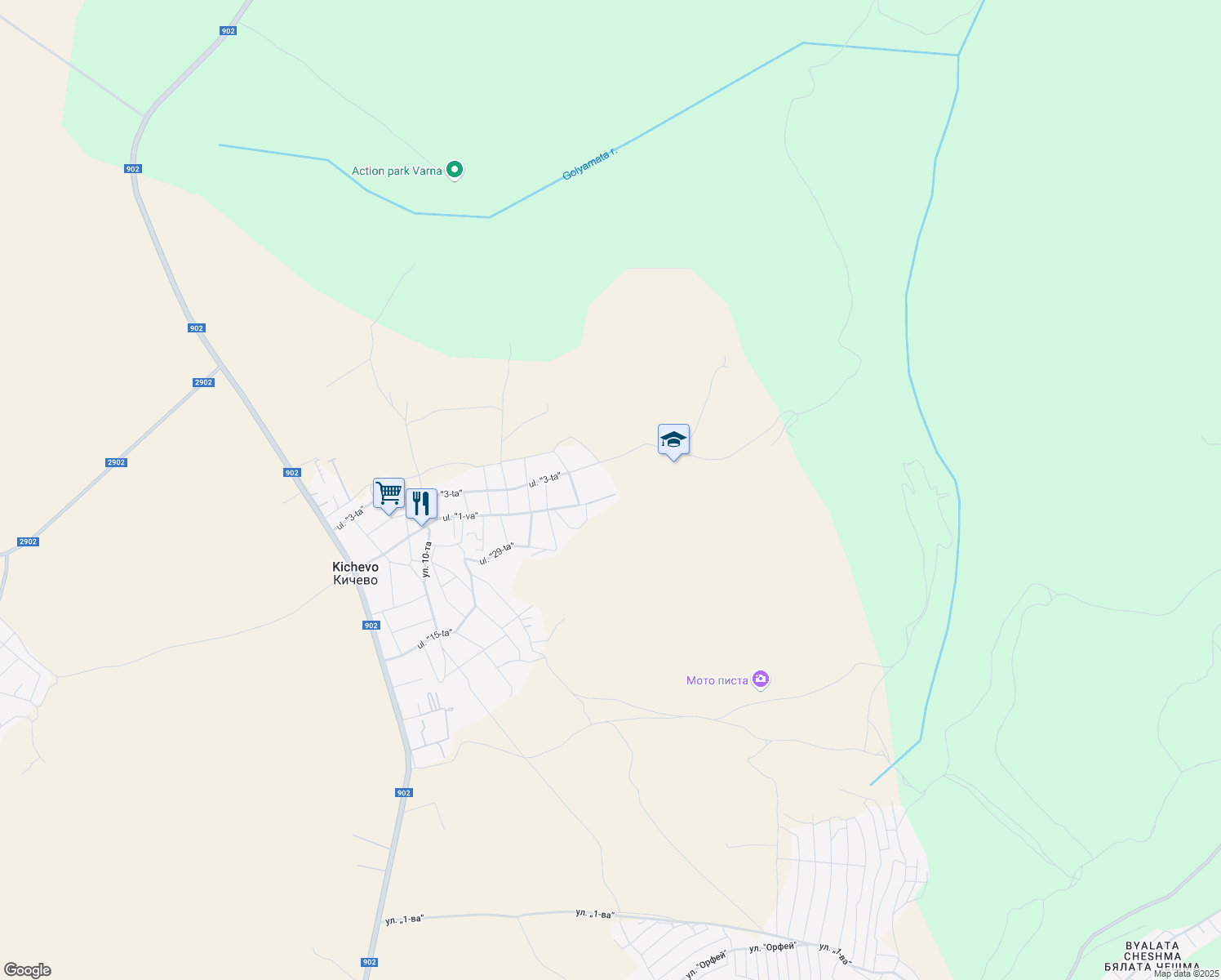 map of restaurants, bars, coffee shops, grocery stores, and more near 169 ulitsa "1-va" in Varna