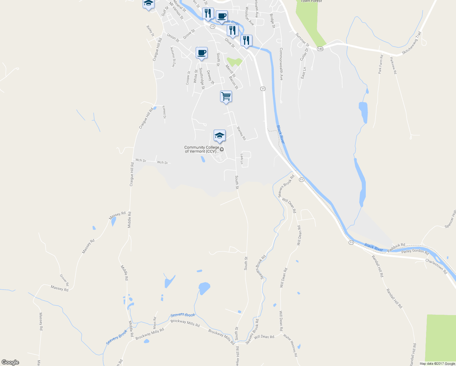 map of restaurants, bars, coffee shops, grocery stores, and more near 367 South Street in Springfield