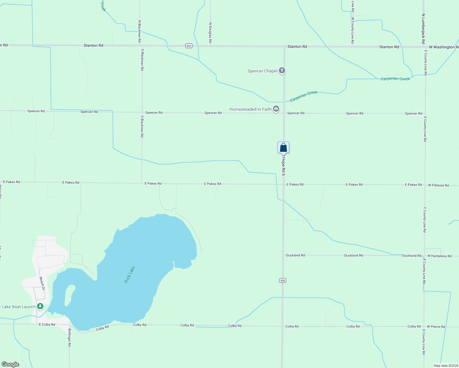 map of restaurants, bars, coffee shops, grocery stores, and more near 10605 East Pakes Road in Crystal